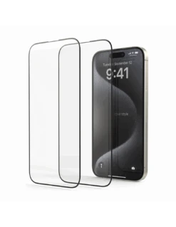 Cover Style Negozio 15 2x HyperGlass 3D® - Pellicola In Vetro Temperato 3D Per IPhone 15 Pro Max - Nero - 2 Pezzi