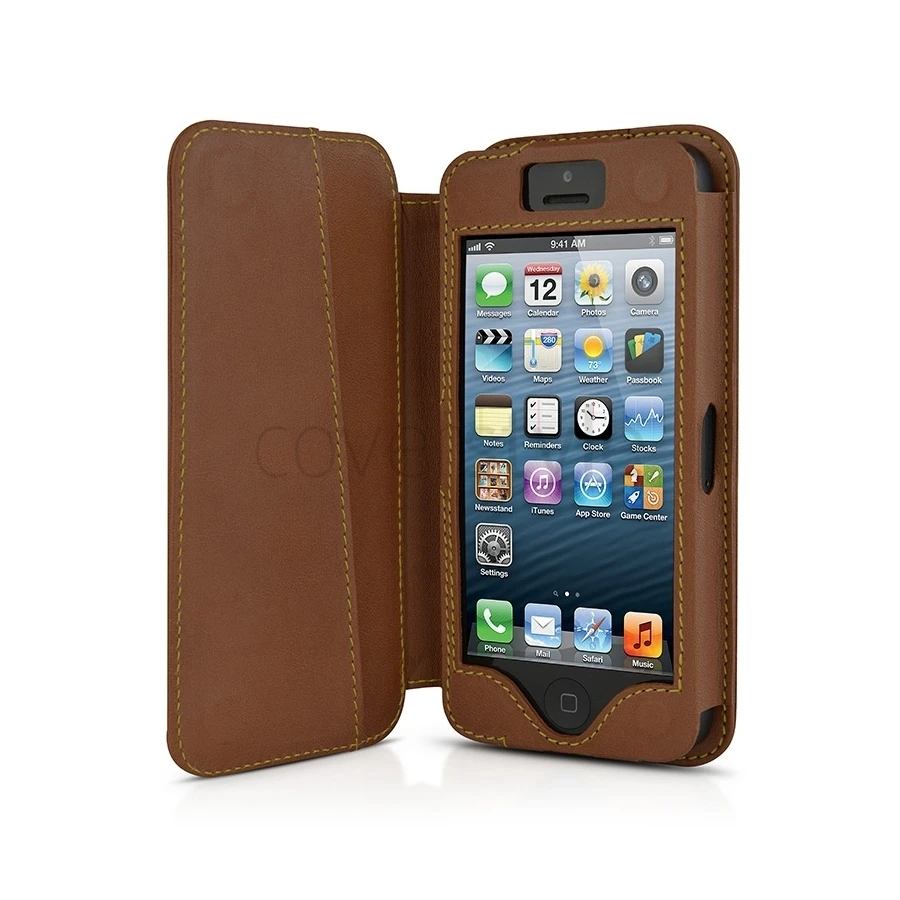 Beyzacases - Custodia In Pelle Folio Per IPhone 5/5S - Marrone 1 Beyzacases - Custodia In Pelle Folio Per IPhone 5/5S - Marrone