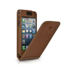 Beyzacases - Custodia In Pelle Serie Flip Per IPhone 5/5S - Marrone Chiaro