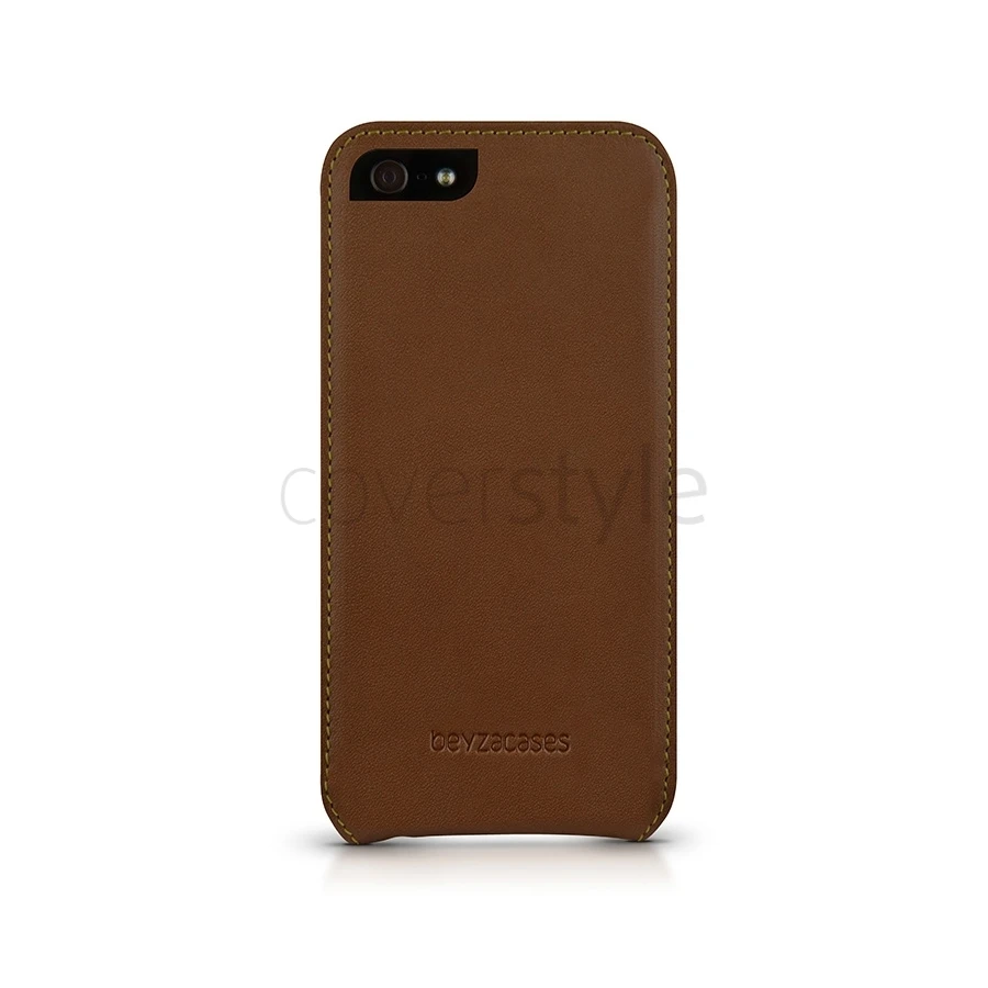 Beyzacases - Custodia In Pelle Serie Flip Per IPhone 5/5S - Marrone Chiaro 4 Beyzacases - Custodia In Pelle Serie Flip Per IPhone 5/5S - Marrone Chiaro - immagine 4