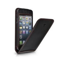 Beyzacases - Custodia In Pelle Serie Flip Per IPhone 5/5S - Nero