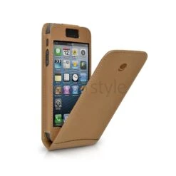 Beyzacases - Custodia In Pelle Serie Flip Per IPhone 5/5S - Ocra (Camel)