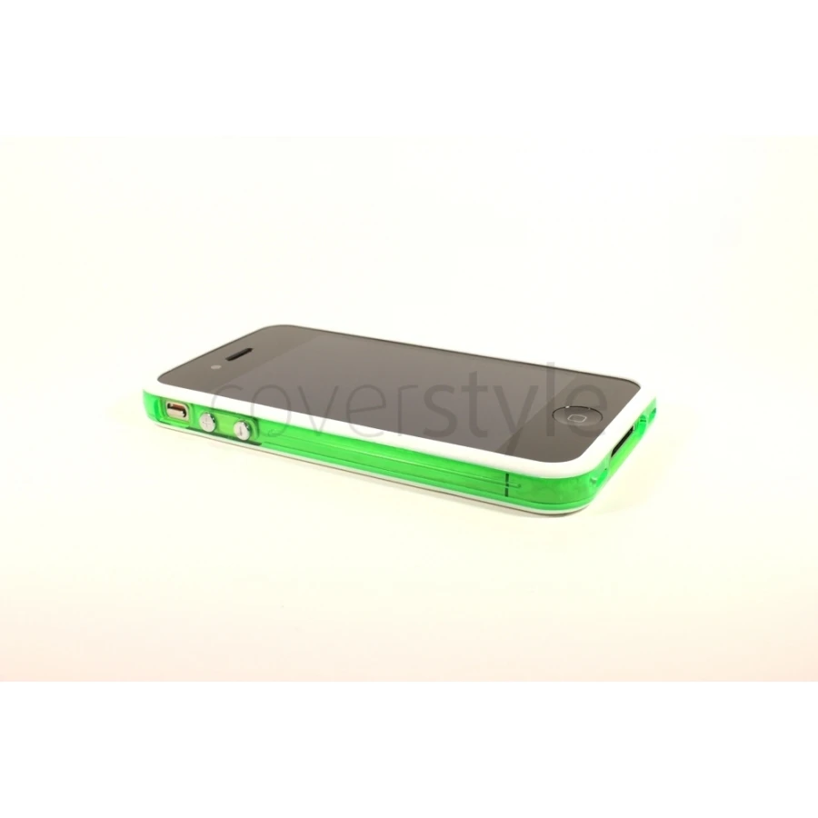 Bumper Bicolore Bianco/Verde Trasparente Per IPhone 4/4S - Serie Advanced 1 Bumper Bicolore Bianco/Verde Trasparente Per IPhone 4/4S - Serie Advanced