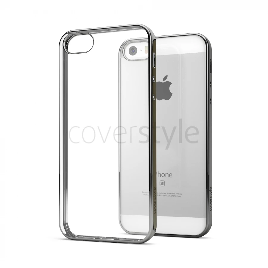 CoverStyle® - Custodia ChromFlex Flessibile + Bordo Cromato Per IPhone 5/5S/SE - Grigio 3 CoverStyle® - Custodia ChromFlex Flessibile + Bordo Cromato Per IPhone 5/5S/SE - Grigio - immagine 3