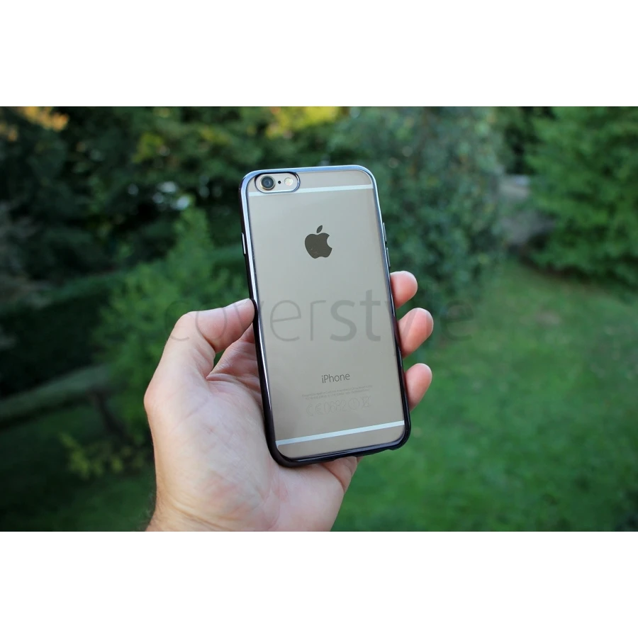 CoverStyle® - Custodia ChromFlex Flessibile + Bordo Cromato Per IPhone 6/6S (4.7") - Nero 3 CoverStyle® - Custodia ChromFlex Flessibile + Bordo Cromato Per IPhone 6/6S (4.7") - Nero - immagine 3
