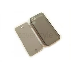 Custodia Book Flip Anti-Polvere Flessibile Trasparente Per IPhone 5/5S - Nero