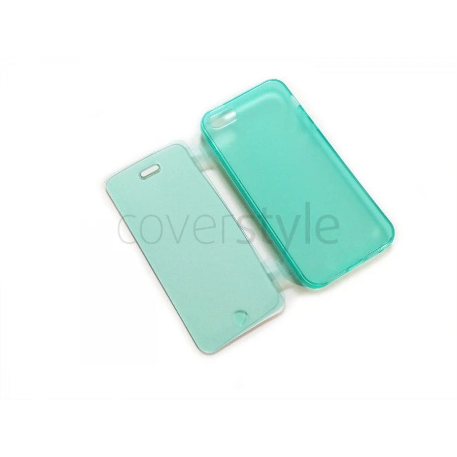Custodia Book Flip Anti-Polvere Flessibile Trasparente Per IPhone 5/5S - Turchese 1 Custodia Book Flip Anti-Polvere Flessibile Trasparente Per IPhone 5/5S - Turchese