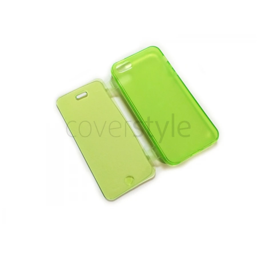 Custodia Book Flip Anti-Polvere Flessibile Trasparente Per IPhone 5/5S - Verde 1 Custodia Book Flip Anti-Polvere Flessibile Trasparente Per IPhone 5/5S - Verde