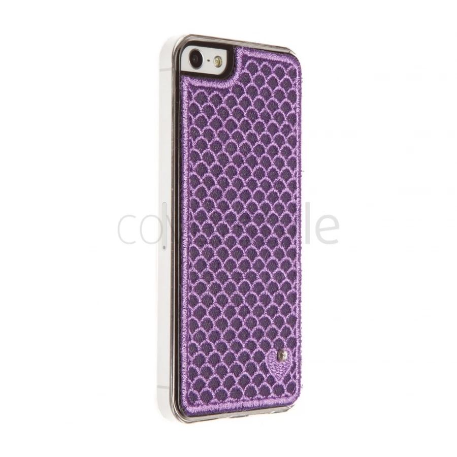Custodia Cuori In Tessuto Macramè Per IPhone 5/5S - Viola 1 Custodia Cuori In Tessuto Macramè Per IPhone 5/5S - Viola