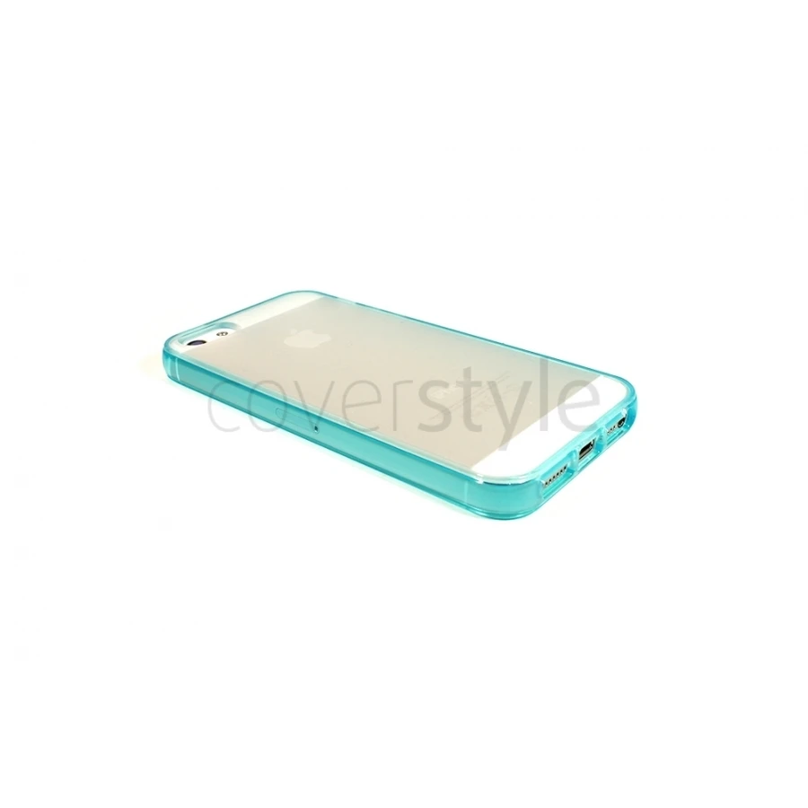 Custodia Flessibile Bordo Azzurro E Retro Opaco Per IPhone 5/5S 1 Custodia Flessibile Bordo Azzurro E Retro Opaco Per IPhone 5/5S