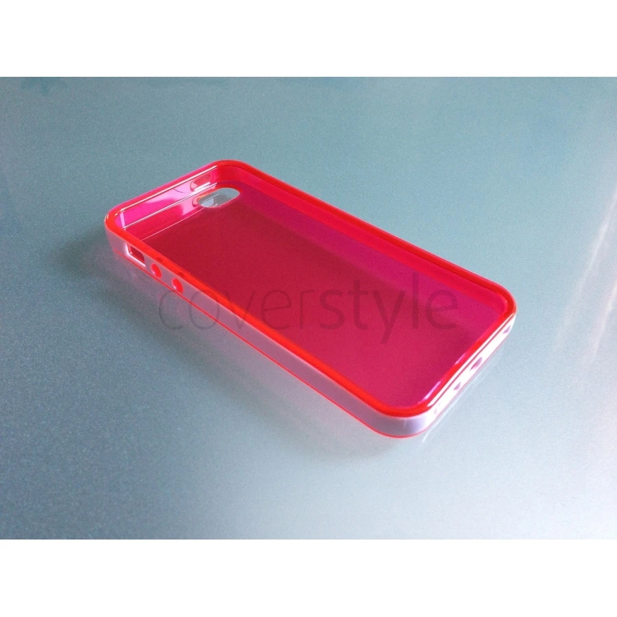 Custodia Flessibile Bordo Rinforzato Con Interno Trasparente Per IPhone 5/5S - Rosso 2 Custodia Flessibile Bordo Rinforzato Con Interno Trasparente Per IPhone 5/5S - Rosso - immagine 2