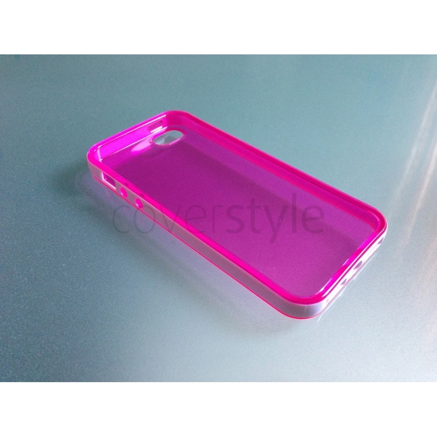 Custodia Flessibile Bordo Rinforzato Con Interno Trasparente Per IPhone 5 - Rosa 2 Custodia Flessibile Bordo Rinforzato Con Interno Trasparente Per IPhone 5 - Rosa - immagine 2