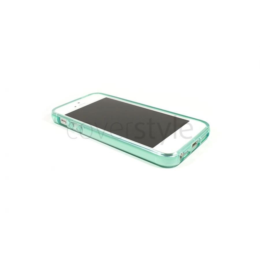 Custodia Flessibile Lucida Con Interno Opaco Per IPhone 5/5S - Turchese 2 Custodia Flessibile Lucida Con Interno Opaco Per IPhone 5/5S - Turchese - immagine 2