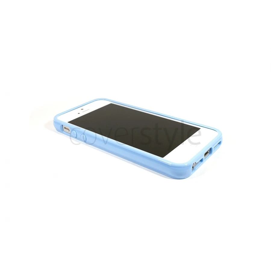 Custodia Flessibile Lucida Per IPhone 5/5S - Azzurro 2 Custodia Flessibile Lucida Per IPhone 5/5S - Azzurro - immagine 2