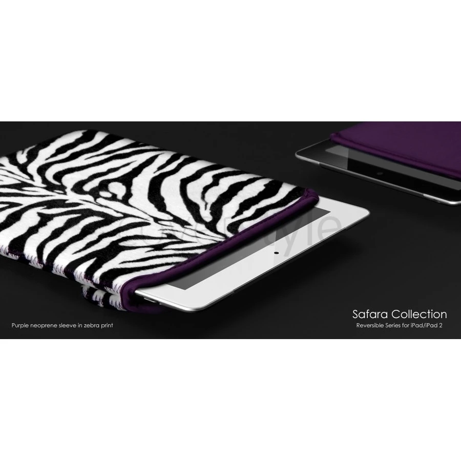 Custodia Reversibile Safara Collection Per IPad/iPad 2/3/4 - Viola/Zebrato 1 Custodia Reversibile Safara Collection Per IPad/iPad 2/3/4 - Viola/Zebrato