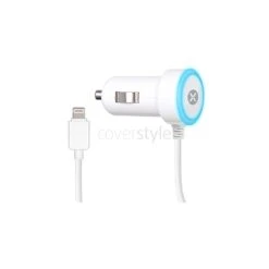 Dexim Caricabatteria Lightning Per Auto Con LED Azzurro - Bianco