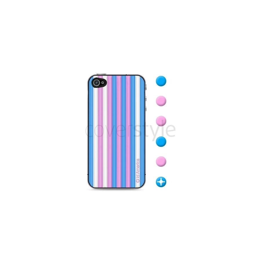 Id America - Skin Cushi Stripe Per IPhone 4/4S - Candy Blue 1 Id America - Skin Cushi Stripe Per IPhone 4/4S - Candy Blue