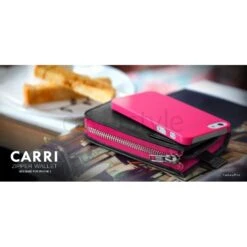 More - Custodia Carri A Portafoglio Con Cerniera - Nero/Fucsia -Cover Style Negozio more custodia carri a portafoglio con cerniera nero fucsia 2