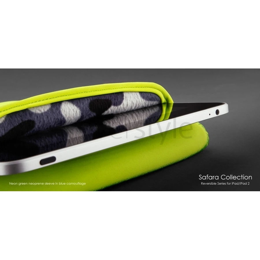 More - Custodia Reversibile Safara Collection Per IPad/iPad 2/3/4 - Verde Neon/Blu Militare 1 More - Custodia Reversibile Safara Collection Per IPad/iPad 2/3/4 - Verde Neon/Blu Militare